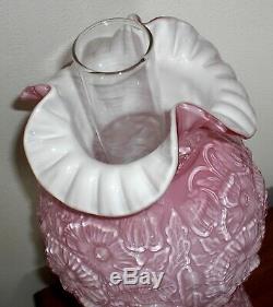 Vintage FENTON Pink Overlay Glass Poppy Gone With the Wind Electric LAMP