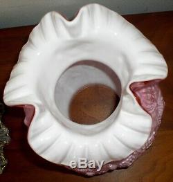 Vintage FENTON Pink Overlay Glass Poppy Gone With the Wind Electric LAMP