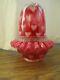 Vintage FENTON cranberry red Heart opalescent ruffle FAIRY LIGHT glass