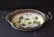 Vintage Faience Fruit Bowl Painting Metalwork Decor Dish Handle Rare Old 20th