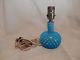 Vintage Fenton Aqua Blue Hobnail Opalescent Footed Glass Lamp