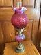 Vintage Fenton Art Glass Cranberry Opalescent Hobnail Lamp Bn10
