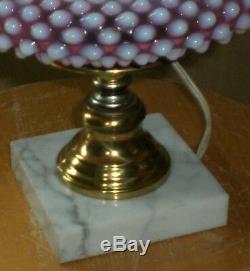 Vintage Fenton Art Glass Cranberry Opalescent Hobnail Pattern Student Lamp
