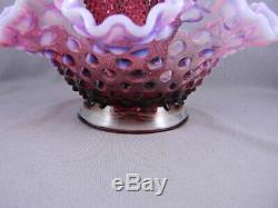 Vintage Fenton Art Glass Plum Purple Opalescent Epergne Rare 4 Pc