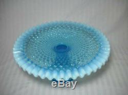 Vintage Fenton Blue Opalescent Hobnail Cake Stand Circa 1948-1955 Excellent