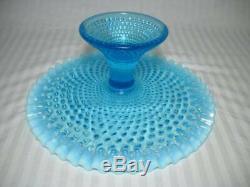 Vintage Fenton Blue Opalescent Hobnail Cake Stand Circa 1948-1955 Excellent