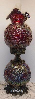 Vintage Fenton Carnival Art Glass Poppy GWTW Electric Lamp Hard to Find