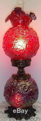 Vintage Fenton Carnival Art Glass Poppy GWTW Electric Lamp Hard to Find