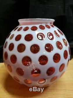 Vintage Fenton Cranberry Glass Coin Dot Lamp Shade