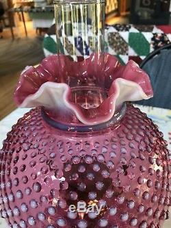 Vintage Fenton Cranberry Lamp Hobnail Gone With The Wind