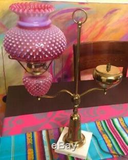 Vintage Fenton Cranberry Opalescent Hobnail Lamp Stunning HTF
