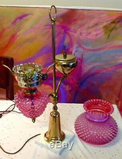 Vintage Fenton Cranberry Opalescent Hobnail Lamp Stunning HTF
