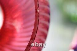 Vintage Fenton Cranberry Swirl/Spiral Optic 17 1/2 Student Lamp withmarble base