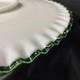 Vintage Fenton Emerald Crest Glass Footed Cake Plate 15 Ruffle Edge