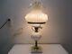 Vintage Fenton Glass Poppy Student Lamp White Marble Base 19 1/2 Tall