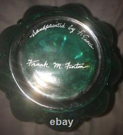 Vintage Fenton Green Carnival Glass Melon Vase Signed By Frank Fenton