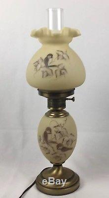 Vintage Fenton Hand Painted Chickadee Lamps