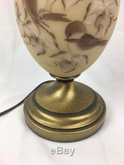 Vintage Fenton Hand Painted Chickadee Lamps
