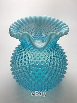 Vintage Fenton Hobnail Blue Opalescent Pitcher and Footed Iced Tea Glasses