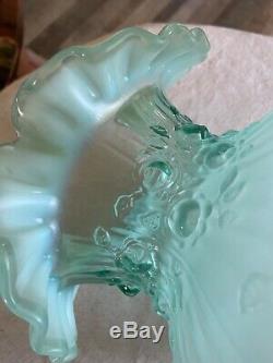 Vintage Fenton Hurricane/Student Lamp Pale Blue Cabbage Rose, Stunning