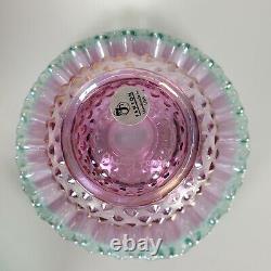 Vintage Fenton Pink Carnival Glass Hobnail Lamp 3 Piece Ruffle Fairy Lamp Mint