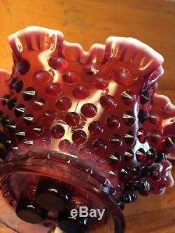 Vintage Fenton Plum Opalescent Hobnail 4-piece Flower Vase Epergne Beautiful