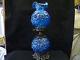 Vintage Fenton Poppy Blue Gone With The Wind Lamp Approximately 24 Tall