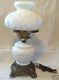 Vintage Fenton Raised Milk Glass Poppy GWTW Hurricane Parlor Banquet Lamp