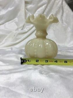 Vintage Fenton Ruffled Beaded Melon Vase 6 Tall
