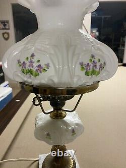 Vintage Fenton Violets In Snow Lamp