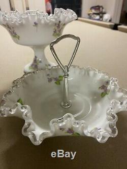 Vintage Fenton Violets In Snow Lamp and Others