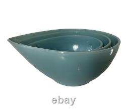Vintage Fire King Delphite Blue Swedish Teardrop Mixing Bowl Set of 3