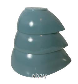 Vintage Fire King Delphite Blue Swedish Teardrop Mixing Bowl Set of 3