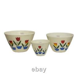 Vintage Fire King Milk Glass Tulip Mixing Bowls Set of 3 Beautiful Colors