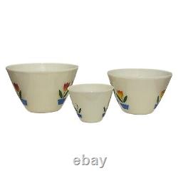 Vintage Fire King Milk Glass Tulip Mixing Bowls Set of 3 Beautiful Colors