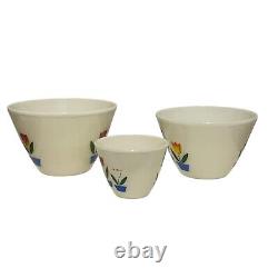 Vintage Fire King Milk Glass Tulip Mixing Bowls Set of 3 Beautiful Colors