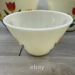 Vintage Fire King Tulip Milk Glass Nesting Mixing Bowl Set of 3 9.5 8.5 6.5