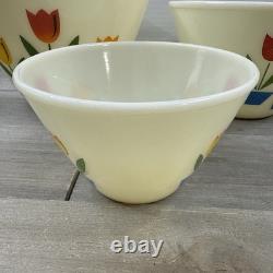 Vintage Fire King Tulip Milk Glass Nesting Mixing Bowl Set of 3 9.5 8.5 6.5