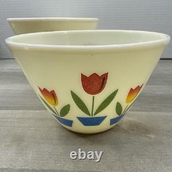 Vintage Fire King Tulip Milk Glass Nesting Mixing Bowl Set of 3 9.5 8.5 6.5