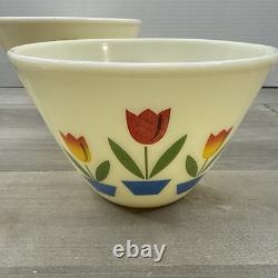 Vintage Fire King Tulip Milk Glass Nesting Mixing Bowl Set of 3 9.5 8.5 6.5
