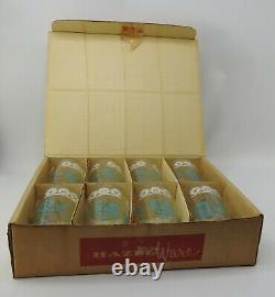 Vintage Gay Glasses Original Box by Hazel Atlas Glass 8 Tumblers Turquoise MCM