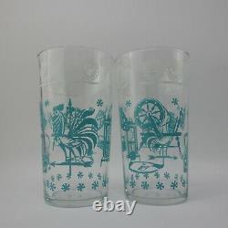 Vintage Gay Glasses Original Box by Hazel Atlas Glass 8 Tumblers Turquoise MCM