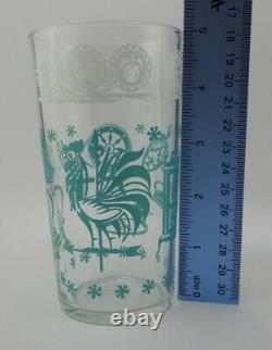 Vintage Gay Glasses Original Box by Hazel Atlas Glass 8 Tumblers Turquoise MCM