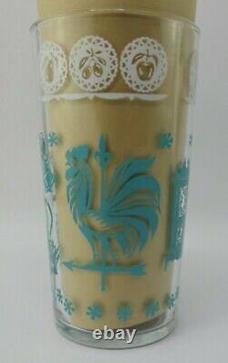 Vintage Gay Glasses Original Box by Hazel Atlas Glass 8 Tumblers Turquoise MCM