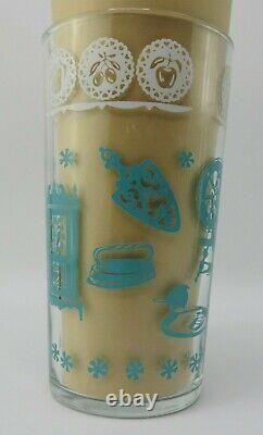 Vintage Gay Glasses Original Box by Hazel Atlas Glass 8 Tumblers Turquoise MCM