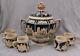 Vintage German Castles Punch Bowl Set with 5 Cups Beautiful