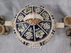 Vintage German Castles Punch Bowl Set with 5 Cups Beautiful
