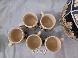 Vintage German Castles Punch Bowl Set with 5 Cups Beautiful