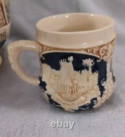 Vintage German Castles Punch Bowl Set with 5 Cups Beautiful