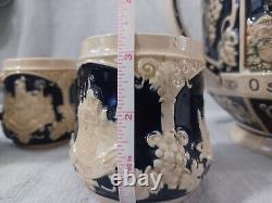 Vintage German Castles Punch Bowl Set with 5 Cups Beautiful
